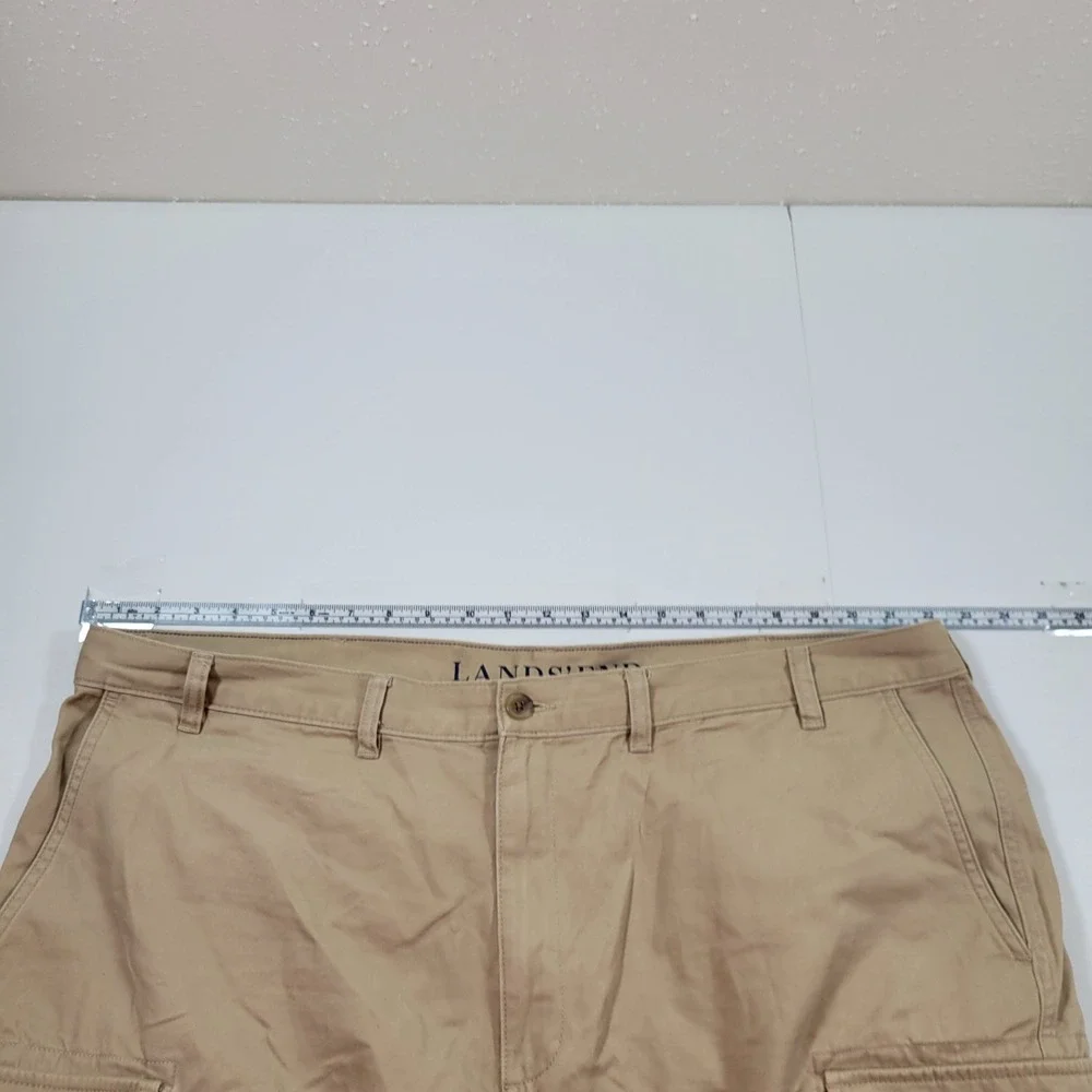 Lands'‎ End Cargo Shorts Mens 44 Khaki Tan Excellent Cotton Twill Multi Pocket